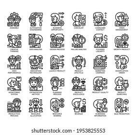Conjunto de iconos finos de línea delgada y píxeles perfectos para cualquier proyecto web y de aplicación. 