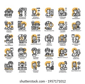 Set of product management thin line and pixel perfect icons for any web and app project. 