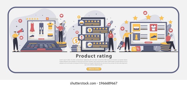 Set of Product rating landing page concept illustration. Concept of customer testimonials, business, feedback, vote, and reviews.