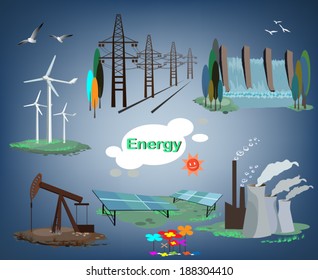 set of production energy for the world