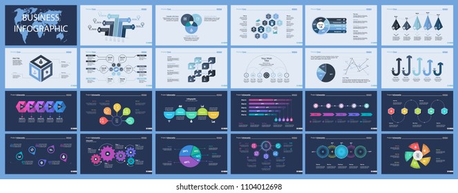 Set of production or logistics concept infographic charts. Business diagrams for presentation slide templates. For corporate report, advertising, banner and brochure design.