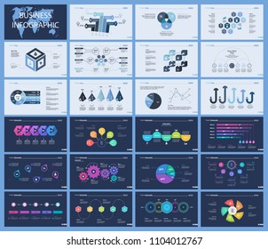 Set of production or logistics concept infographic charts. Business diagrams for presentation slide templates. For corporate report, advertising, banner and brochure design.