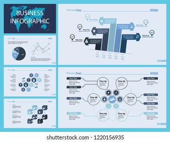 Set of production or logistics concept infographic charts. Business diagrams for presentation slide templates. For corporate report, advertising, banner and brochure design.