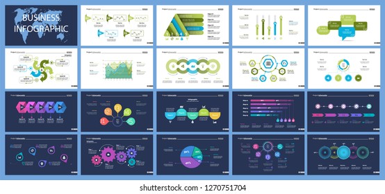 Set of production or logistics concept infographic charts. Business diagrams for presentation slide templates. For corporate report, advertising, banner and brochure design.