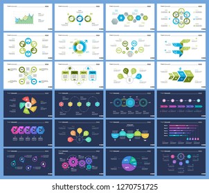 Set of production or logistics concept infographic charts. Business diagrams for presentation slide templates. For corporate report, advertising, banner and brochure design.