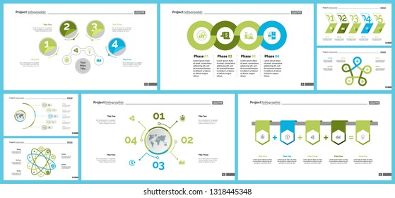 Set of production or logistics concept infographic charts. Business diagrams for presentation slide templates. For corporate report, advertising, banner and brochure design.