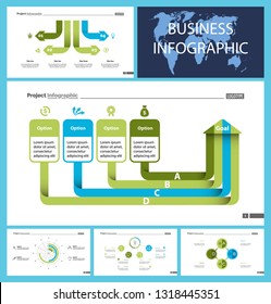 Set of production or logistics concept infographic charts. Business diagrams for presentation slide templates. For corporate report, advertising, banner and brochure design.
