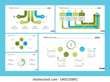 Set of production or logistics concept infographic charts. Business diagrams for presentation slide templates. For corporate report, advertising, banner and brochure design.