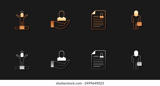 Set Productive human, Worker, Resume and Businessman icon. Vector