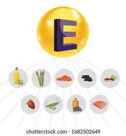 Set of products containing vitamin E. Natural organic products with a high content Vitamin E.