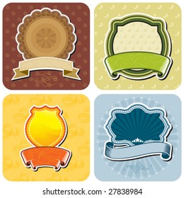 Set of products labels design, vector layered. No gradient fill.