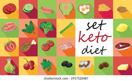 
A set of products, proper nutrition, diet. Vector illustration. Healthy food, balanced diet. Healthy food.