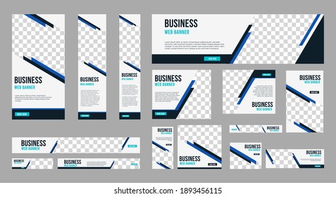 Set of profesional business banner with image space and standard size for website. ad banner template design.