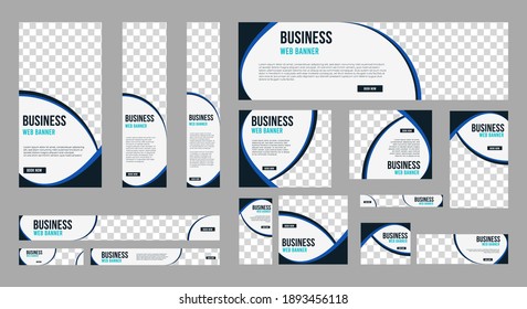 Set Of Profesional Business Banner With Image Space And Standard Size For Website. Ad Banner Template Design.