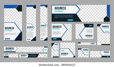 Set of profesional business banner with image space and standard size for website. ad banner template design.