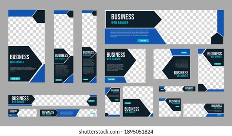 Set von professionellem Business-Banner mit Bildraum und Standardgröße für die Website. Werbebanner-Vorlagen-Design.