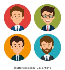 set of profesional business people faces