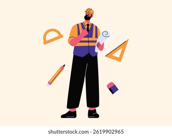 set of an Profession  Architect Character Illustration