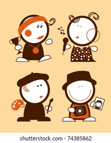 Set of profession funny peoples icons.