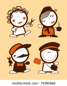 Set of profession funny peoples icons.