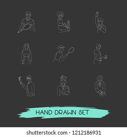 Set of profession icons line style symbols with trainer, academic, teacher and other icons for your web mobile app logo design.