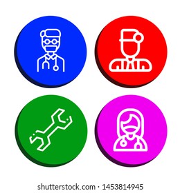 Set of profession icons such as Doctor, Wrench, Surgeon , profession