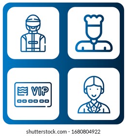 Set of profession icons. Such as Driver, Chef, Member card, Officer , profession icons