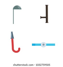 Set of profession related equipment with chopstick, hose, baton and stethoscope cartoon style vector illustration