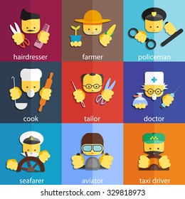 Set of profession. For websites, print and presentation templates, creating logos and infographics, web and mobile services and apps. Vector flat icons