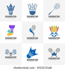 Set of Professional Badminton Team Championship Sport Logos, Creative Badminton design concept templates, icon symbols