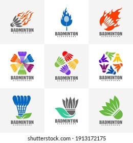 Set of Professional Badminton Team Championship Sport Logos, Creative Badminton design concept templates, icon symbols