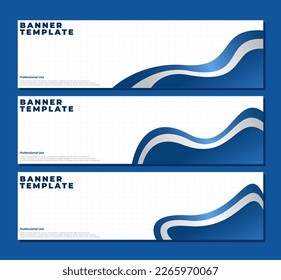 set of professional banner design. blue wavy banner template. abstract banner template. flag banner template.