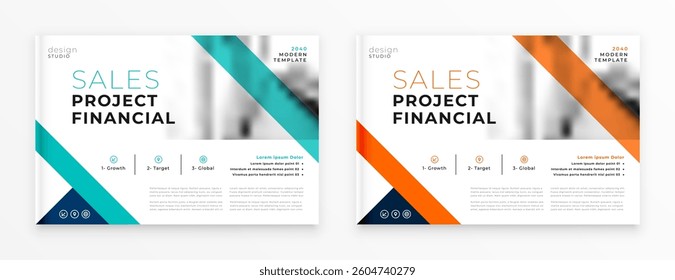 set of professional brochure layout a printable magazine cover page vector