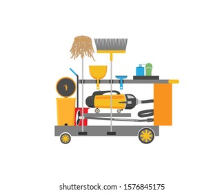 A set of professional cleaning tools. Vector illustration on a white background.