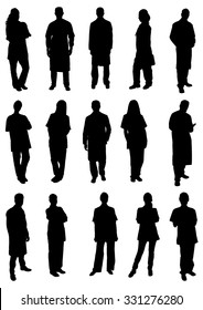 Set Of Professional Doctors Silhouettes. Vector Image