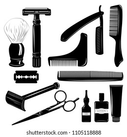 set of professional hairdressing tools . perfect icon collection for beauty salon, barbershop