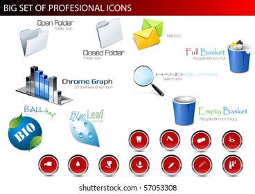 Set of professional icons. Vector illustration.