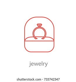 Set of professional jeweler tools and working stages jeweler. Icon jewelry in gift box