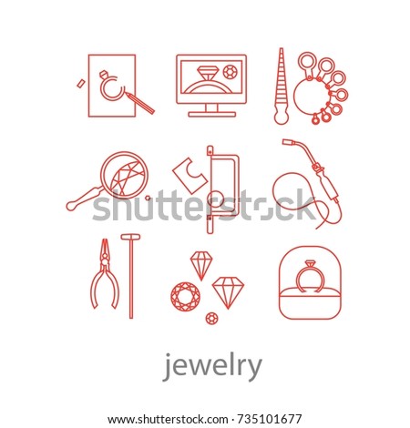 Set of professional jeweler tools and working stages jeweler