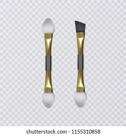 Set Professional Makeup Brushes for Eye Shadow, Realistic illustration on transparent background