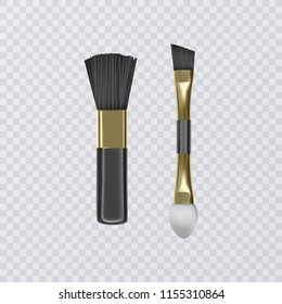 Set Professional Makeup Brushes for Eye Shadow, Realistic illustration on transparent background