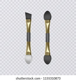Set Professional Makeup Brushes for Eye Shadow, Realistic illustration on transparent background