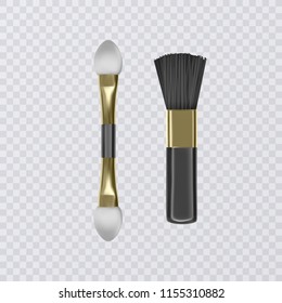 Set Professional Makeup Brushes for Eye Shadow, Realistic illustration on transparent background