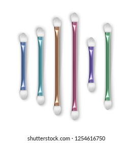 Set Professional Makeup Brushes for Eye Shadow, Realistic illustration on transparent background