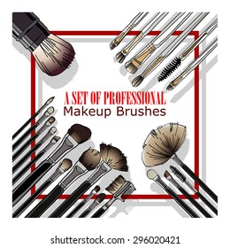 set of professional makeup brushes. vector illustration for your design, cosmetic banners, brochures and promotional items