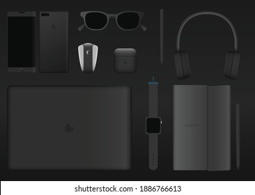 Set of Professional Matte Black  Business Equipment