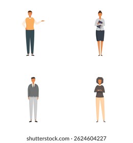 Conjunto de ilustrações de pessoas profissionais, ocupações diversas e poses
