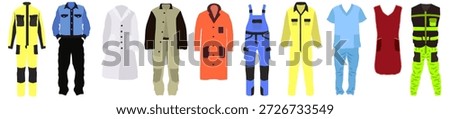 A set of professional workwear for various specialties. Clothing for various fields of activity. EPS 10.