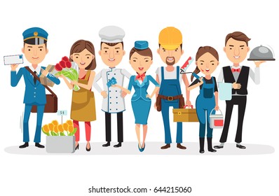 Set of professions character.Vector illustration Isolated on white background
