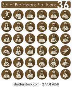 Set of professions flat icons for Web and Mobile Applications